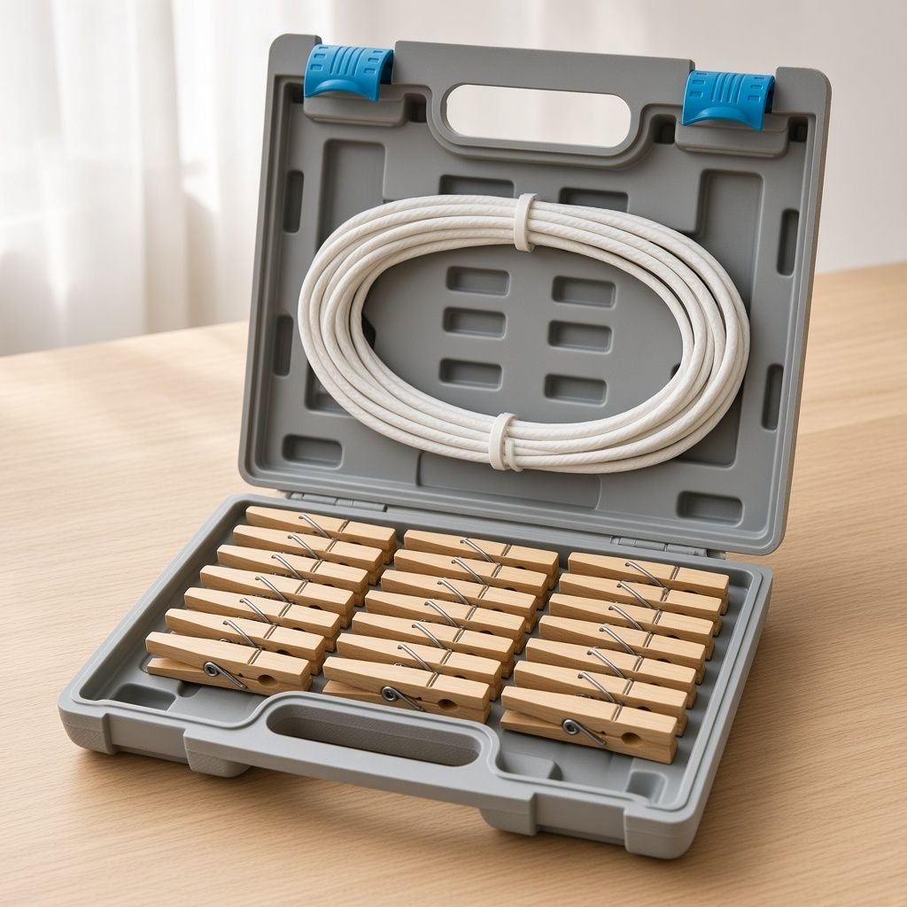 Wäscheleinen-Set mit Klammern, 20 Stück